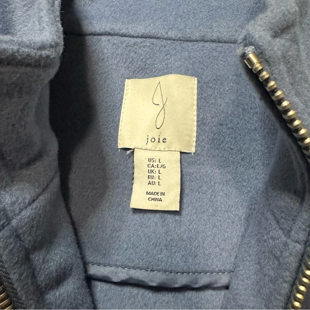 Joie Dusty Blue Midweight Wool Blend Hip Length  Full Zip Coat Size Large